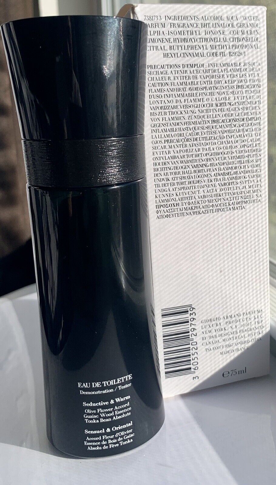 Armani Code 2.5 oz 75 ml Eau De Toilette Pour Homme by Giorgio Armani  (TESTER) Batch Code 38R5008