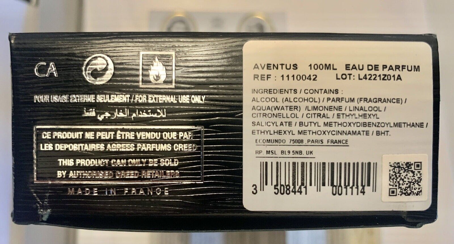 Creed Aventus Eau De Parfum For Men 3.3 oz 100 ml LOT: L4221Z01A