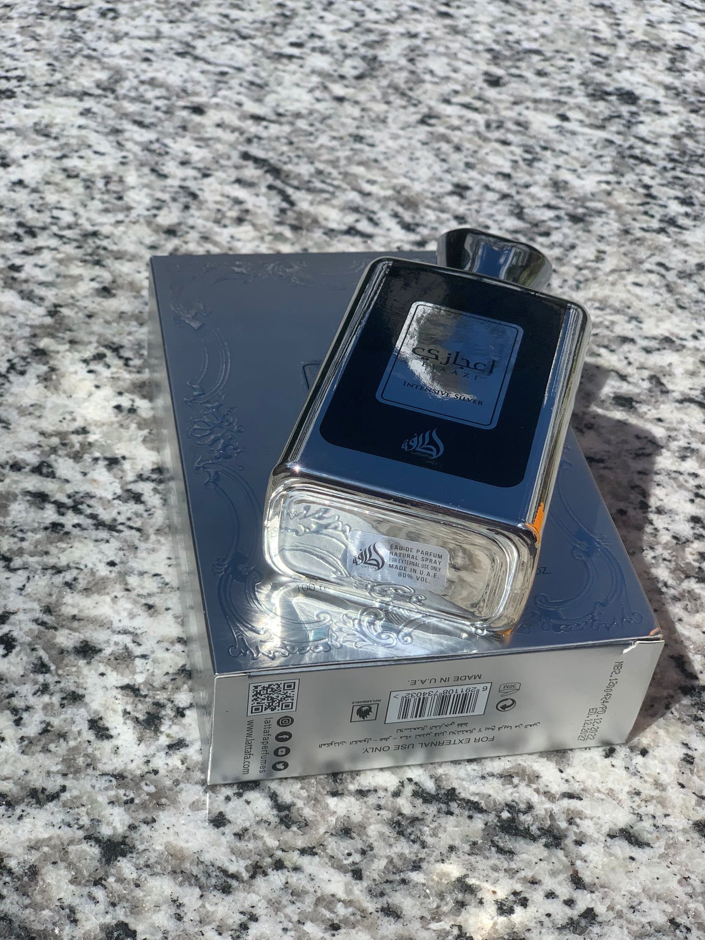 Ejaazi Intensive Silver Eau De Parfum By Lattafa 100 ml 3.4 oz (Inspired by Yves Saint Laurent La Nuit De L'Homme Bleu Electrique)