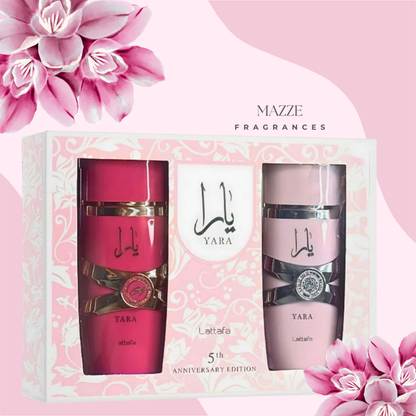 Yara 5th Anniversary Edition 2-Piece Gift Set YARA Eau De Parfum 100 ml 3.4 oz + YARA CANDY Eau De Parfum 100 ml 3.4 oz